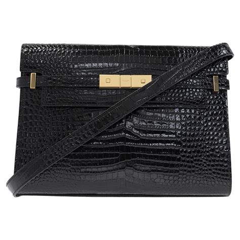 ysl black crocodile shoulder bag